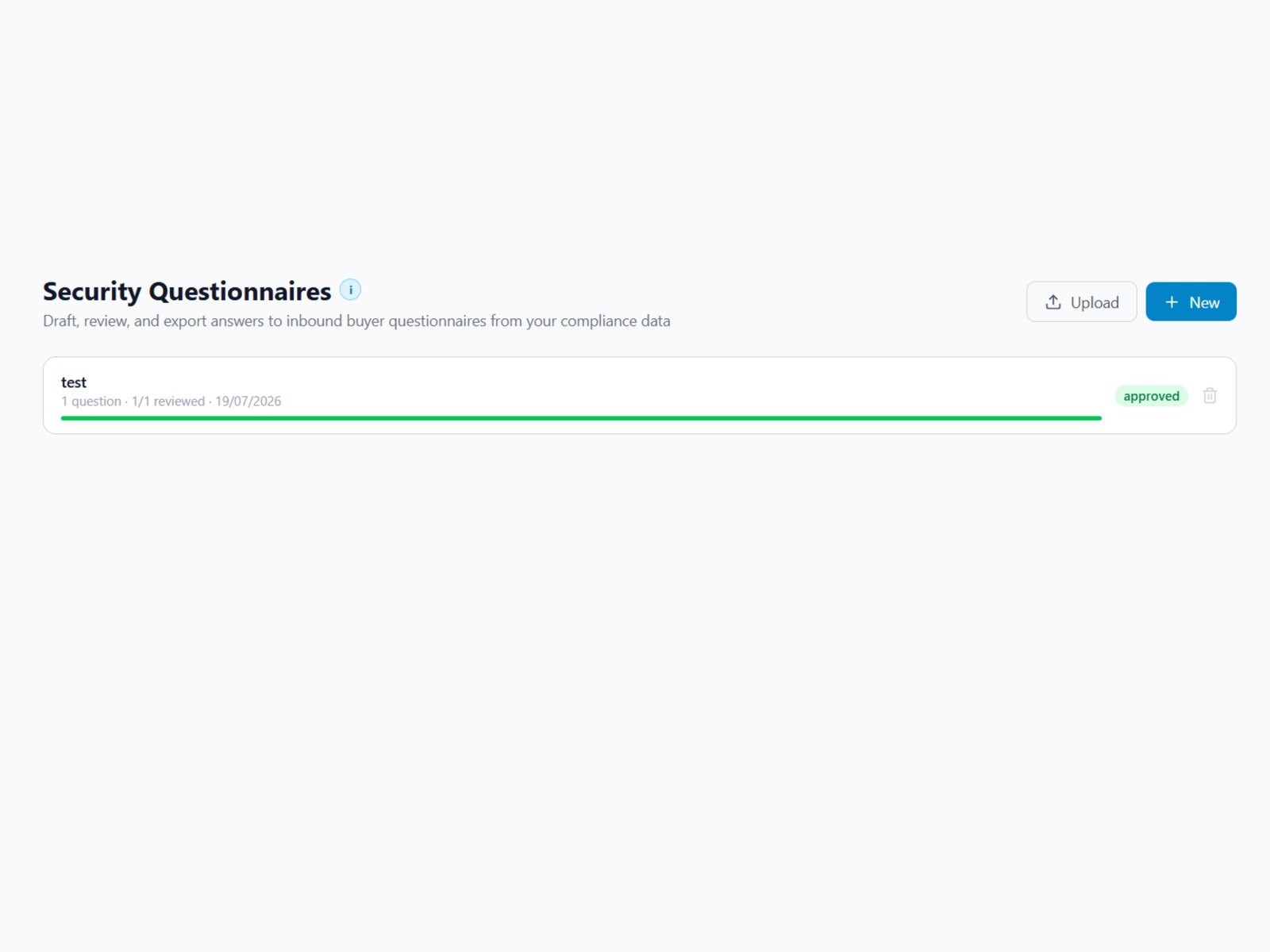 Security questionnaire with drafted answers and their sources